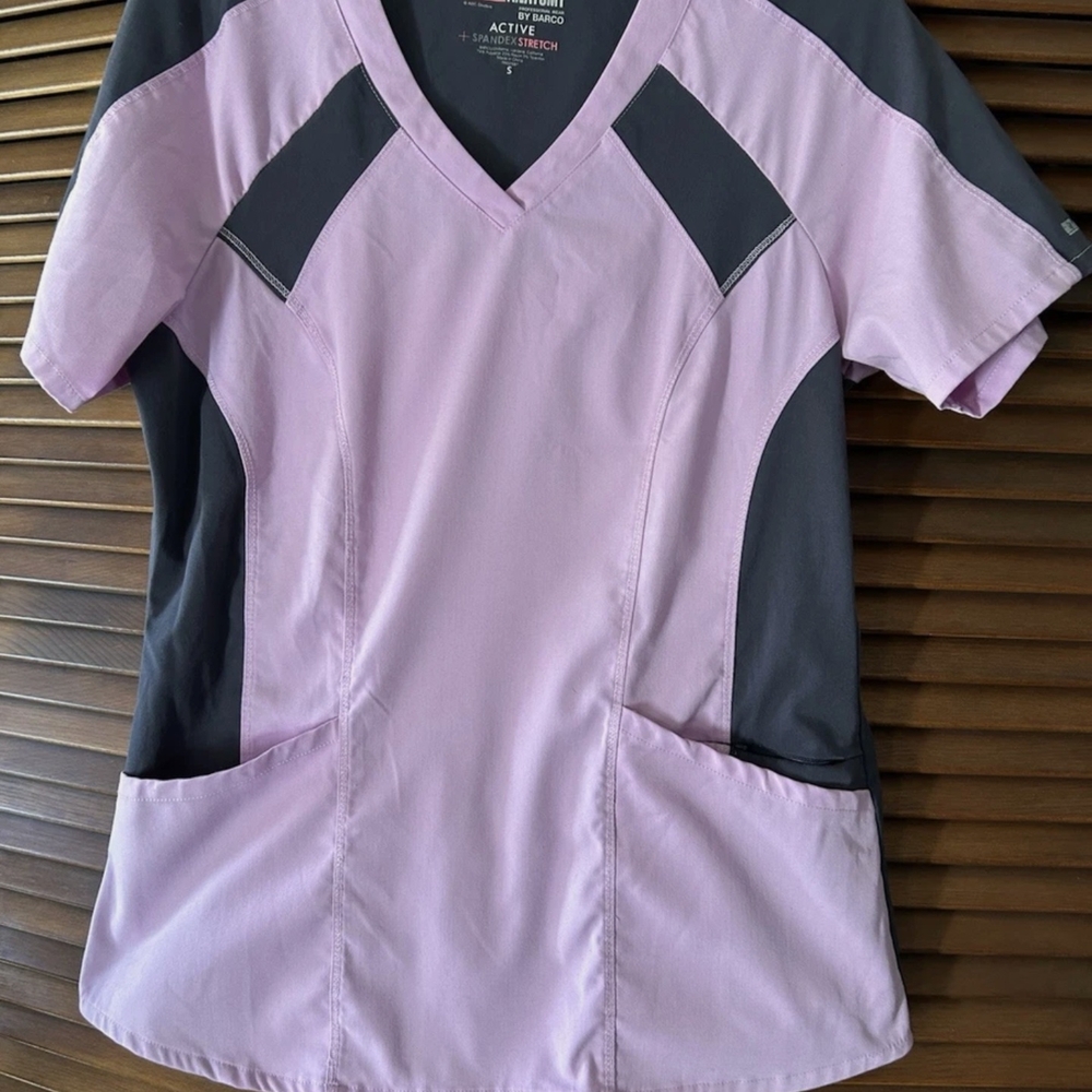 Grey's Anatomy Lavender and Charcoal Scrub Top SMALL